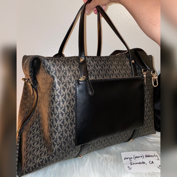 🌺 NWT Michael Kors MMK x 007 Beck XL Metallic Logo Weekender + Free Gifts 🌺 - Picture 4 of 15